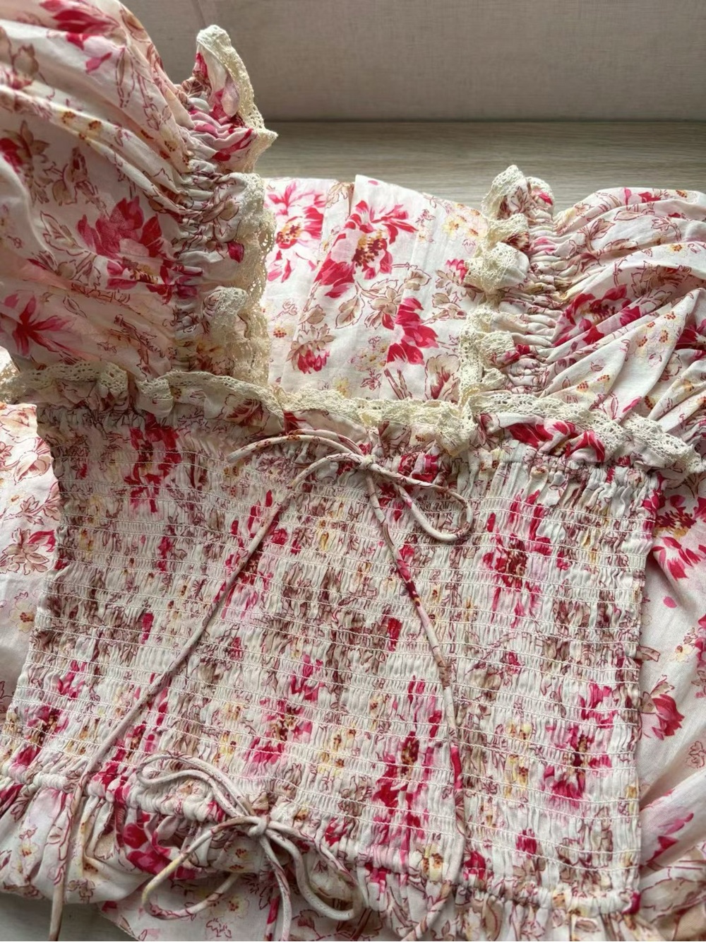 Doen Stanza Lace-Trimmed Floral-Print Organic Cotton-Voile Midi Dress, S - Picture 10 of 12